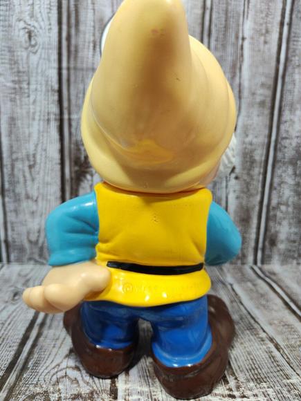 Vintage Walt Disney Productions Happy 3 Dwarf Snow White Vinyl 8" Squeaker Japan - Picture 7 of 12